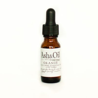 ash&oil 100 % pure essential orange oil in 1/2 oz 15ml amber dropper bottle