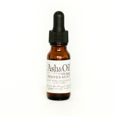 Ash&oil peppermint essential oil in 15 ml amber dropper bottle