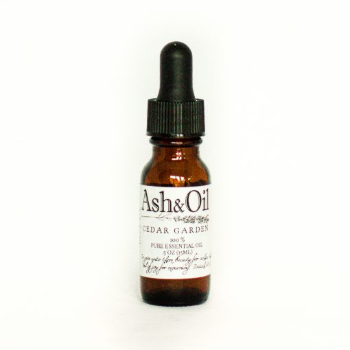 ash&oil pure essential cedar garden oil in 15ml amber dropper bottle