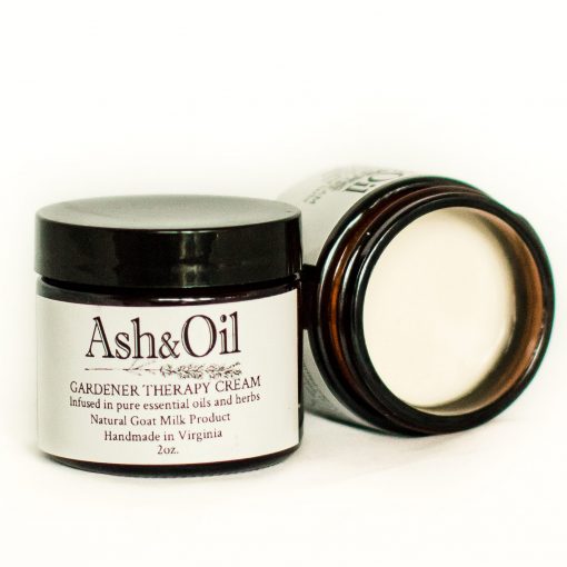 ash&oil 2 oz amber jar gardener therapy goat milk herb infused cream nourishes dry chapped skin