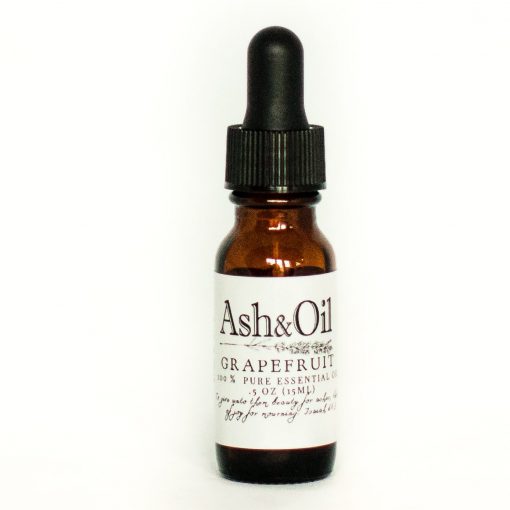 Ash&Oil Pure 15 ml 1/2 oz Essential Grapefruit Oil in amber dropper bottle